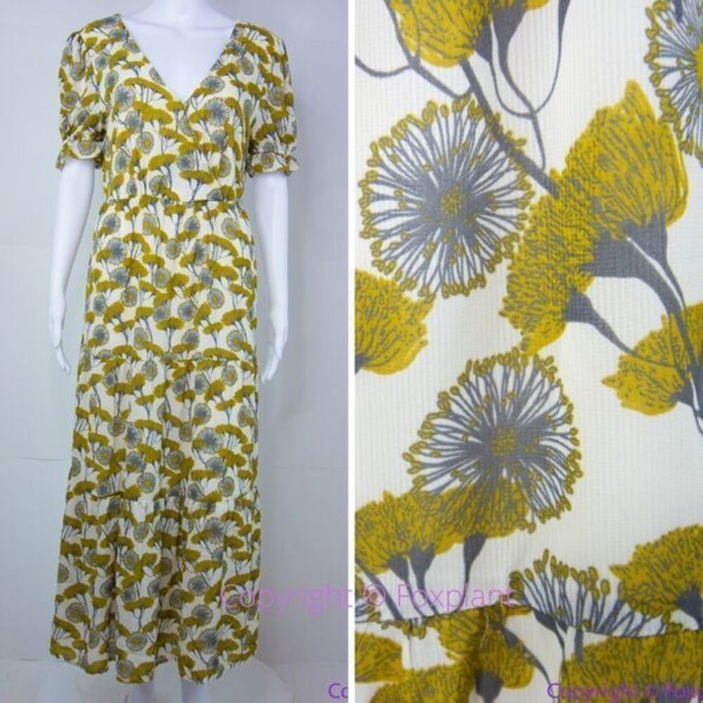 NEW All in Favor floral print wrap front tiered midi dress, size‎ M